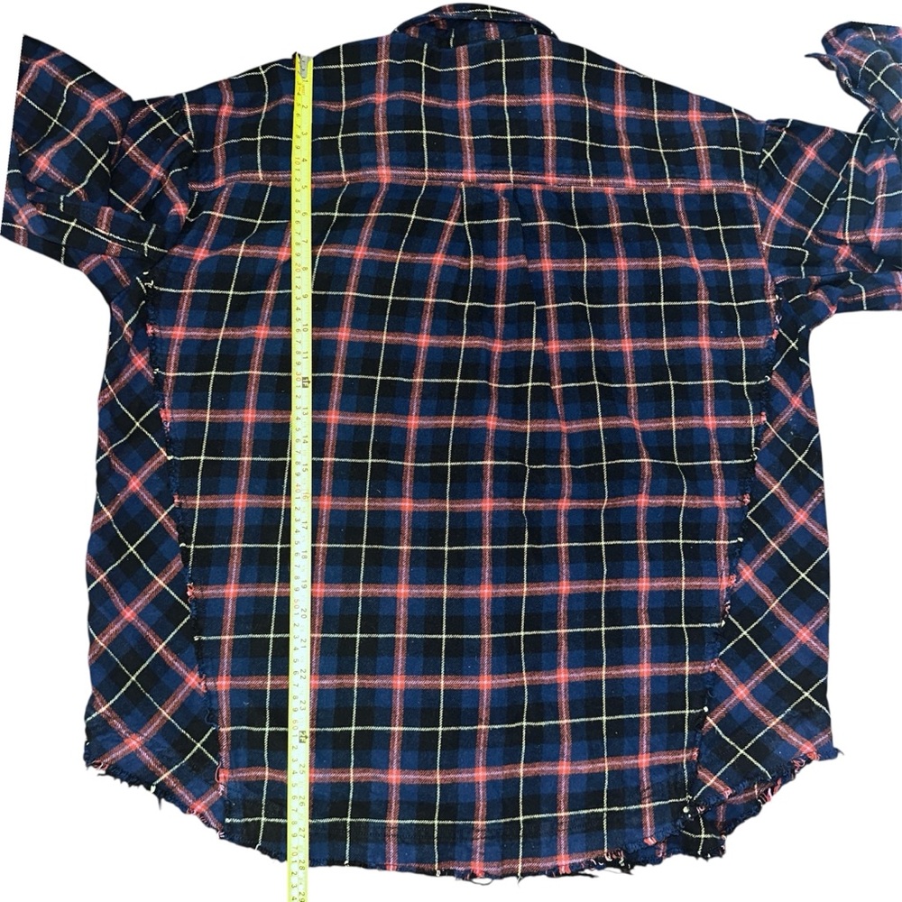 FREE PEOPLE Happy Hour Plaid Flannel Top / Navy Combo - Picture 7 of 11